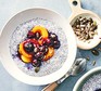 Apricot & seed overnight chia served in a breakfast bowl