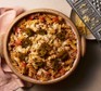 One-pot cheeseburger pasta in a large serving dish