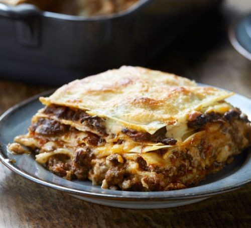 Beef Lasagne square on a plate