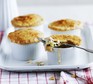 Four chicken & leek pot pies with shortcrust pastry