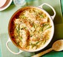 Salmon & asparagus one-pot gratin in a large baking dish