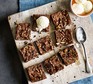Salted chocolate & hazelnut brownies cut into squares
