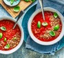 Smoky tomato gazpacho in two bowls