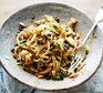 Spaghetti with fennel, anchovies, currants, pine nuts & capers served in a bowl