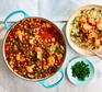 Spicy chickpea stew in a casserole dish