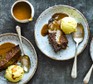Two servings of slow cooker sticky toffee pudding