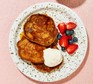 Gluten-free courgette pancakes with berries and yogurt